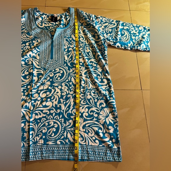 Free People Women's Bella Printed Tunic Blouse Long Sleeve Light Blue Size XL - Picture 10 of 16